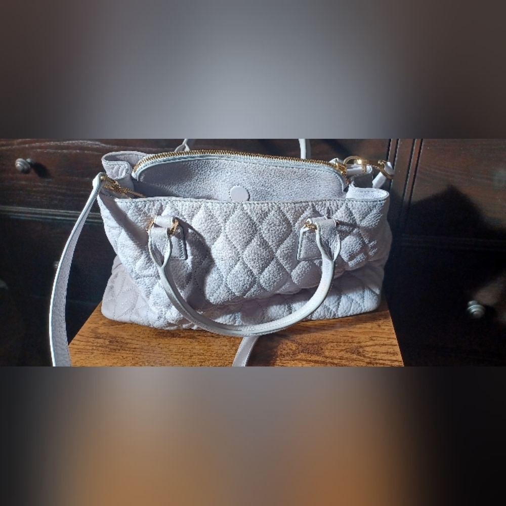 Vera Bradley Gray Quilted Top-Handle Satchel - Picture 4 of 15
